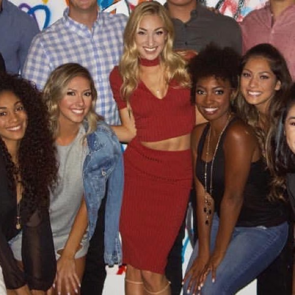 Express Red Ribbed Dress Set - Picture 2 of 2